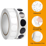 2000 Round Stickers - 2 Rolls of Black and White