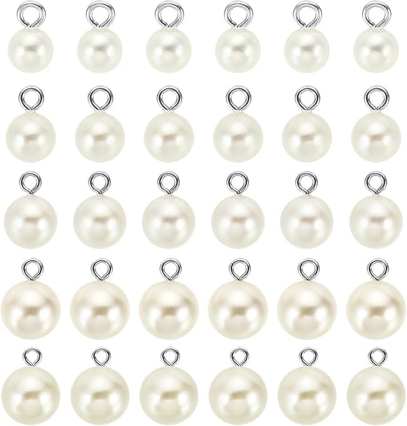 Pack of 4 Warm Ivory 14mm Faux Pearl Charms