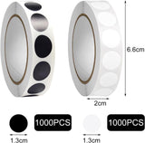2000 Round Stickers - 2 Rolls of Black and White