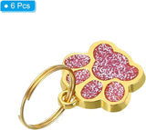 Gold Dog Cat Paw Crystal Charm with Keyring