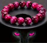 Pink Tiger’s Eye Beaded Bracelet with Velvet Pouch