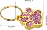 Gold Dog Cat Paw Crystal Charm with Keyring