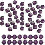 Pack of 48 x 6mm Purple Glass Faceted Bicone Beads
