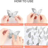 12 Silver Butterfly Decoration  Stickers