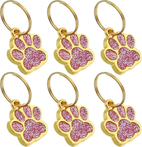 Gold Dog Cat Paw Crystal Charm with Keyring
