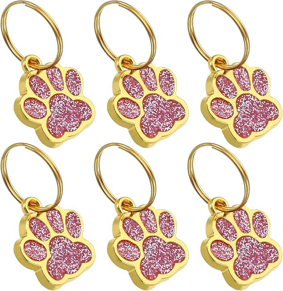 Gold Dog Cat Paw Crystal Charm with Keyring