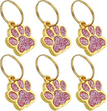 Gold Dog Cat Paw Crystal Charm with Keyring