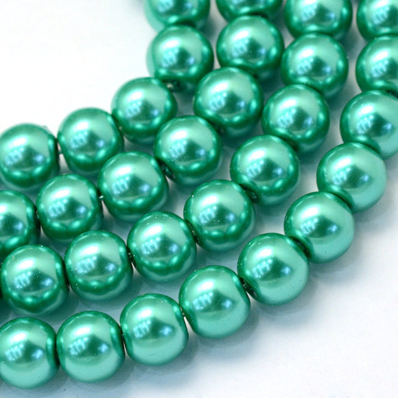 Sea Green Glass Pearl Beads 6mm (pack of 50)