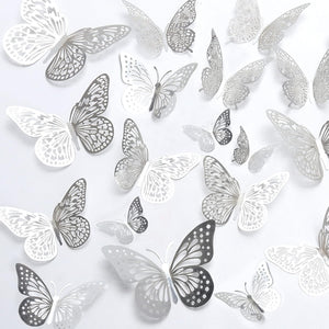 12 Silver Butterfly Decoration  Stickers