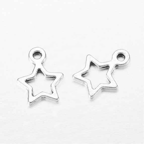 Silver Star Charms 14mm