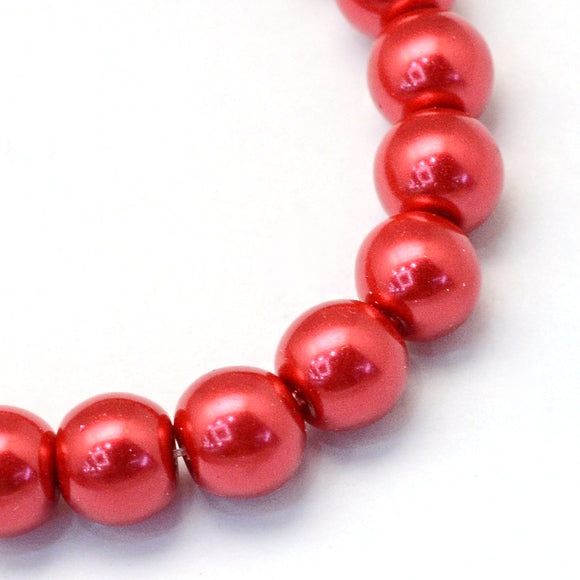 Crimson Red Glass Pearl Beads 6mm (pack of 50)