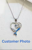 Silver Plated Mermaid Heart Pendant Necklace | Blue Crystal Mermaid Gift