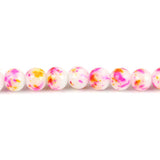 Fuchsia and Yellow 8mm Glass Beads
