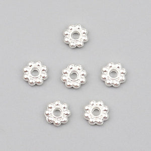 Silver Plated Daisy 6mm Spacer Beads