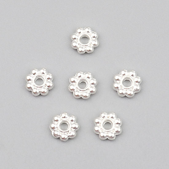 Silver Plated Daisy 6mm Spacer Beads