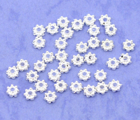 Silver Plated Daisy 4mm Spacer Beads