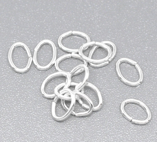 Silver Plated Oval Jump Rings, 5.5mm x 4mm