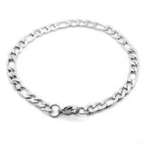 Stainless Steel Bracelet 23cm(9") long, Chain Size: 7mm