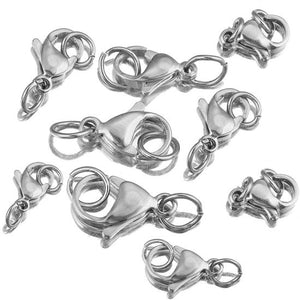 Stainless Steel Lobster Clasps With Jump Rings 14mm x 6mm