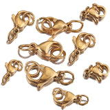 Stainless Steel 18k Gold Plating Lobster Clasps With Jump Rings 14mm x 6mm