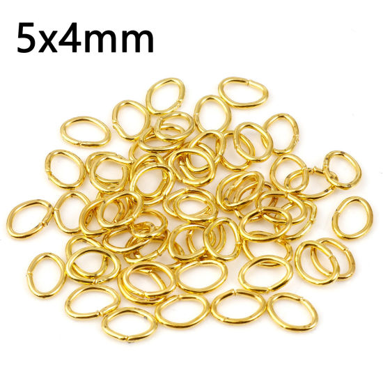 Gold Plated Oval Jump Rings, 5mm x 4mm