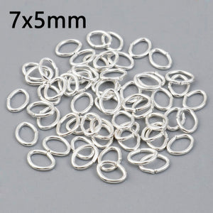 Silver Plated Oval Jump Rings, 7mm x 5mm