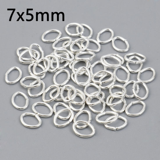 Silver Plated Oval Jump Rings, 7mm x 5mm