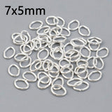 Silver Plated Oval Jump Rings, 7mm x 5mm