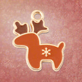 Gold Plated Reindeer Enamel Charms