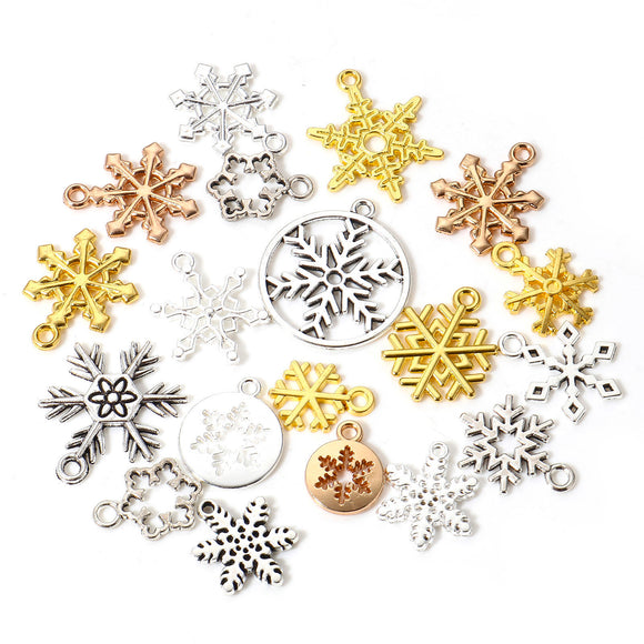 Mixed Snowflake Charms/Pendants - Pack of 20