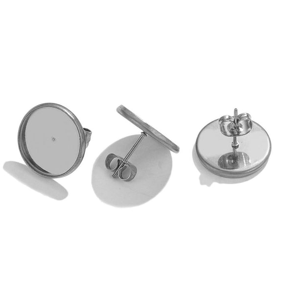 4mm Stainless Steel Cabochon Stud Earrings