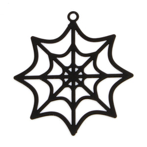 Black Halloween Spider Web Enamel Charms