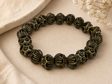 Handmade Vintage Black & Gold Acrylic Beaded Stretch Bracelet