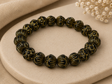 Handmade Vintage Black & Gold Acrylic Beaded Stretch Bracelet
