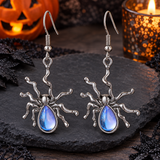 Gun Metal Black Spider Dangle Earrings