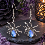 Gun Metal Black Spider Dangle Earrings