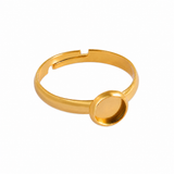 Stainless Steel 18k Gold Plated Cabochon Ring 8mm