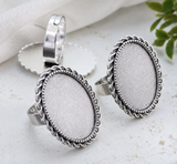 Antique Silver Oval Ring Blanks 18mm x 25mm