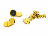 8mm, 10mm or 12mm Gold Cabochon Earring Settings