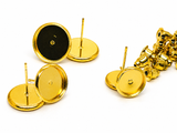 8mm, 10mm or 12mm Gold Cabochon Earring Settings