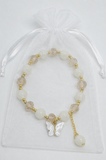 beaded bracelet with butterfly charm 