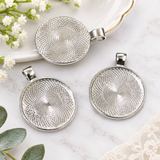 25mm Rhodium Cabochon Setting
