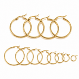 9ct Gold Stainless Steel Hoop Earrings, 20mm, 25mm, 30mm, 35mm, 45mm and 55mm