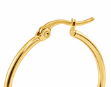 9ct Gold Stainless Steel Hoop Earrings, 20mm, 25mm, 30mm, 35mm, 45mm and 55mm