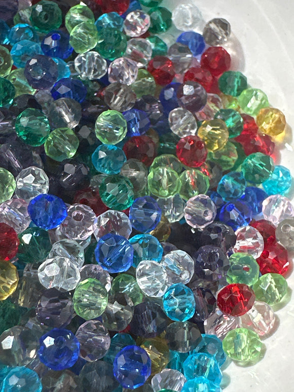 4mm Mixed Colour Czech Glass Rondelle Beads