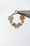 Gold Plated Floral Rhinestone Butterfly Garland Charms 24mm