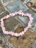 Genuine Rose Quartz Gemstone Chip Stretchy Bracelet - FREE POSTAGE