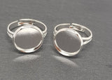 12mm Silver Plated Cabochon Ring Blanks