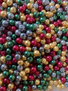 Christmas Glass Pearl Beads 8mm