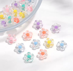 Acrylic Flower Chunky Beads - Pack of 10